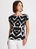 Geometric Print Scoop Neck Top