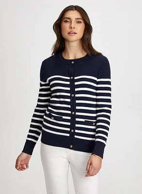 Stripe Motif Cardigan