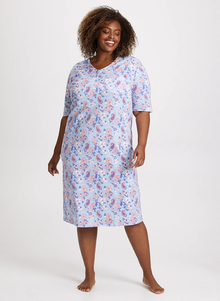 Mixed Print Nightgown