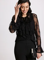 Ruffle Front Lace Blouse