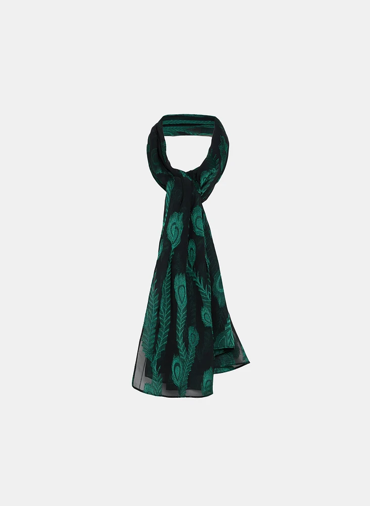 Peacock Print Evening Wrap