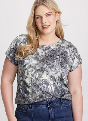 Paisley Print Burnout T-Shirt