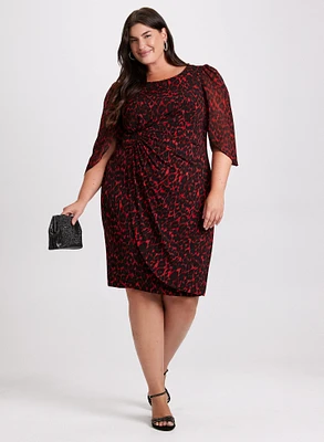 Flounced Animal Print Dress