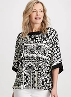 Paisley Print Poncho Effect Top