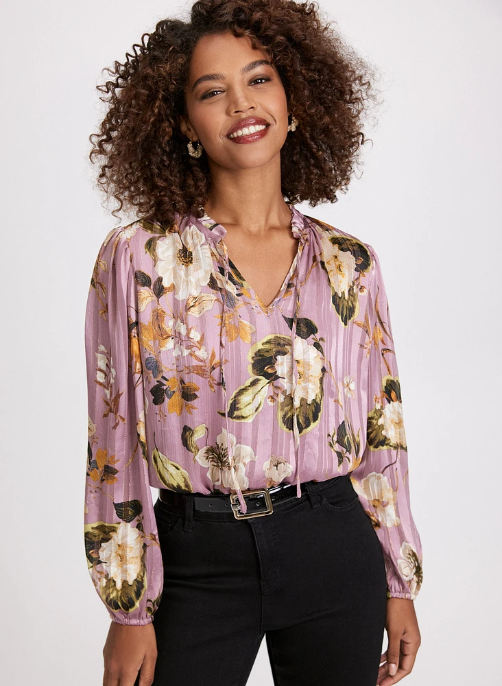 Floral Smocked Hem Blouse