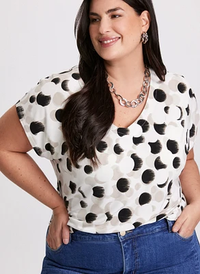 Brushed Dot Print Top