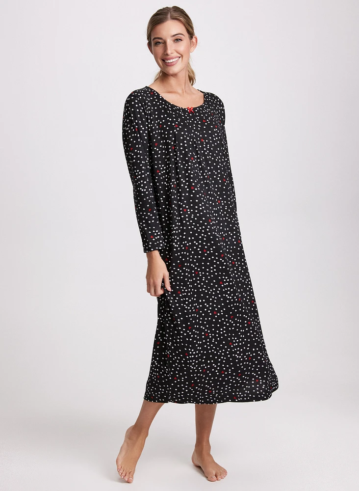 Heart & Polka Dot Print Nightgown