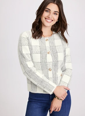 Plaid Knit Cardigan