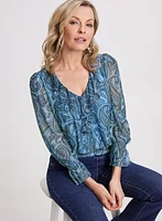 Paisley Ruffled Blouse