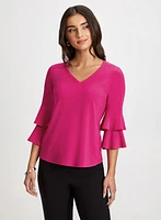 Ruffle Sleeve V-Neck Top