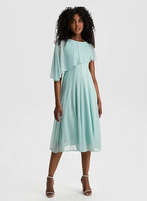 Mesh Detail Poncho-Effect Dress