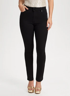 Rhinestone Detail Straight Leg Jeans