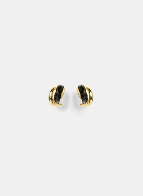 Two-Tone Crossing Hoop Earrings