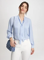 Tie-Neck Pintuck Blouse