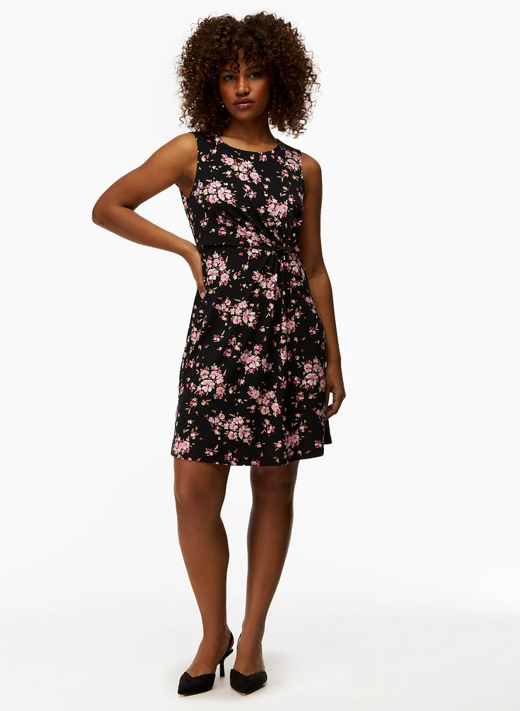 Floral Print Waist Detail Dress