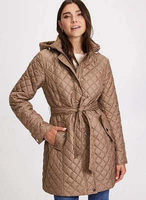 Diamond Quilt Belted Jacket