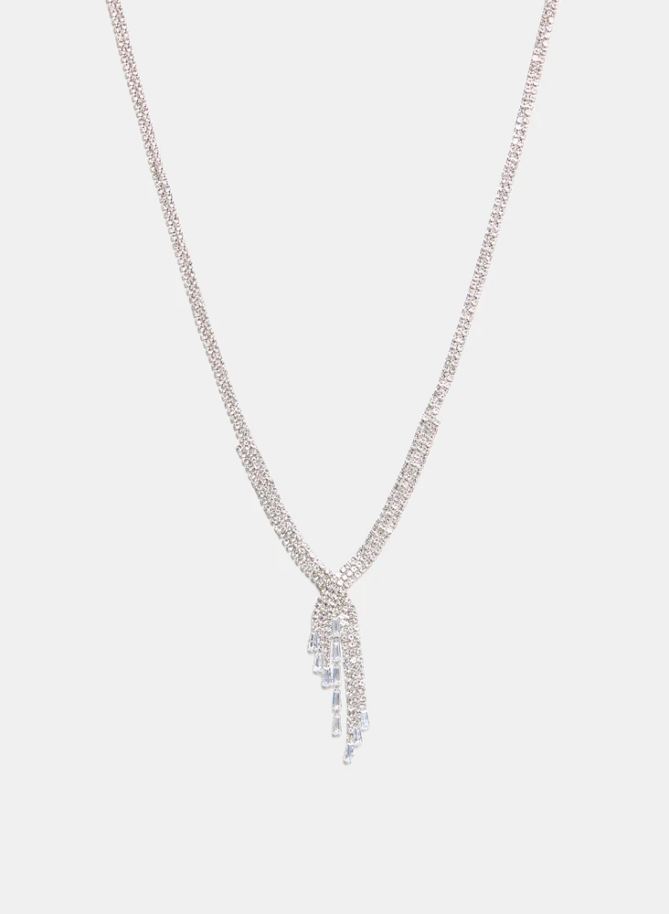 Cubic Zirconia Cascading Necklace