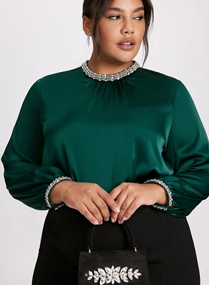 Embellished Satin Blouse