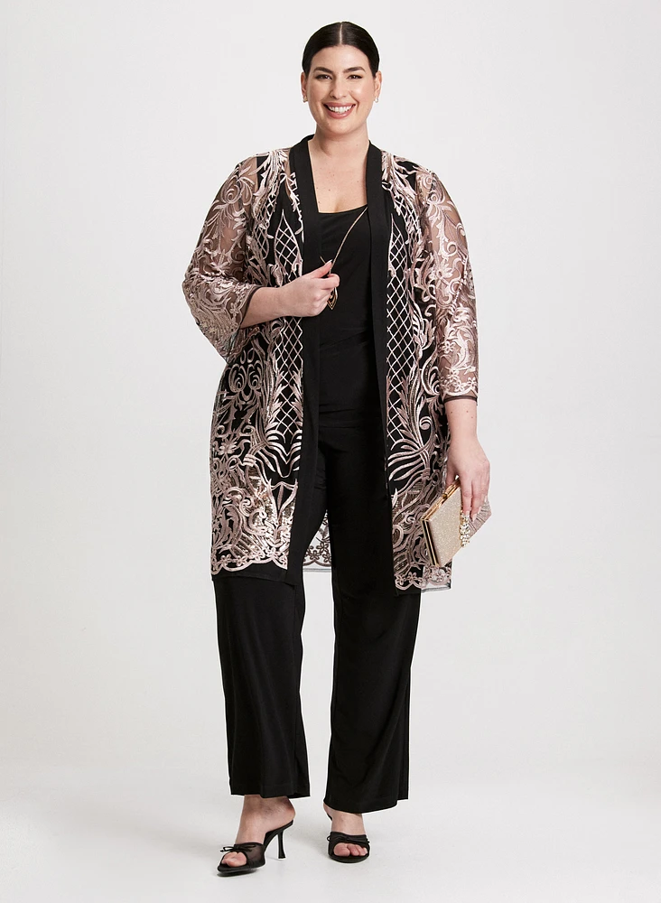 Sequin Jacket, Top & Pant Set