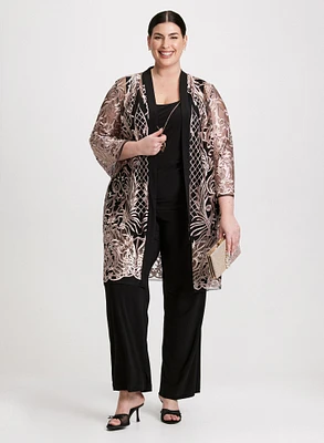 Sequin Jacket, Top & Pant Set