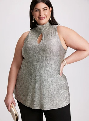 Crinkle Foil Knit Top