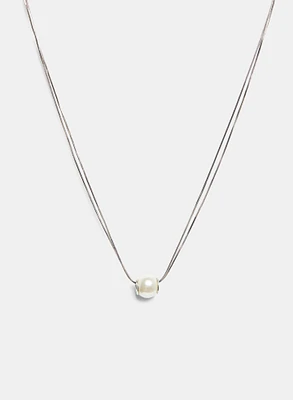 Pearl Detail Double Chain Necklace