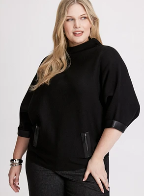 Joseph Ribkoff - Faux-Leather Detail Sweater