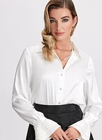 Satin Rhinestone Button Blouse