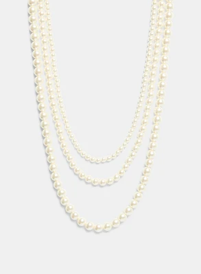 Triple Faux Pearl Necklace