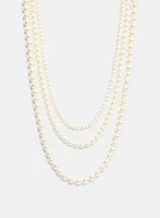 Triple Faux Pearl Necklace