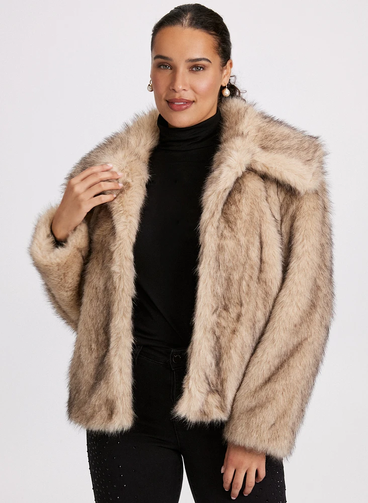 Cropped Faux Fur Coat