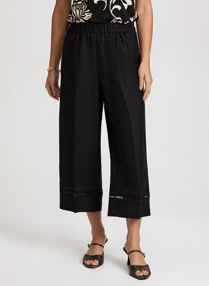 Wide Leg Linen-Blend Capris