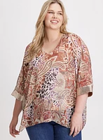 Paisley Print V-Neck Blouse