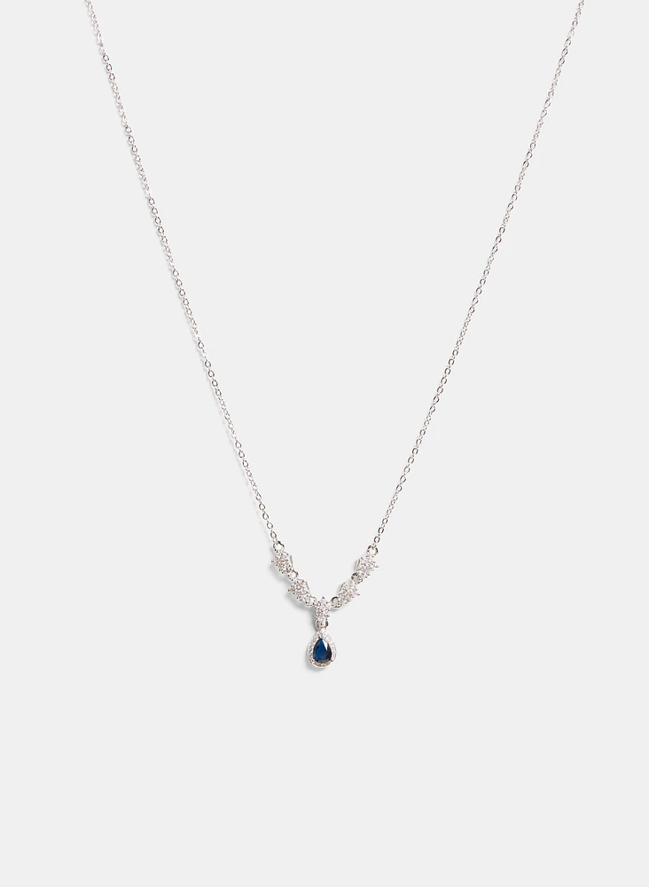 Cubic Zirconia Teardrop Necklace