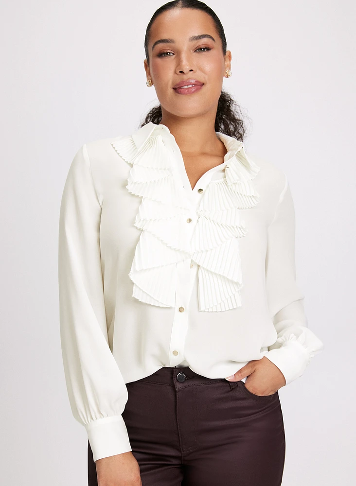 Ruffled Button-Down Blouse