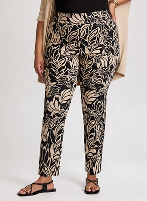 Floral Pull-On Ankle Pants