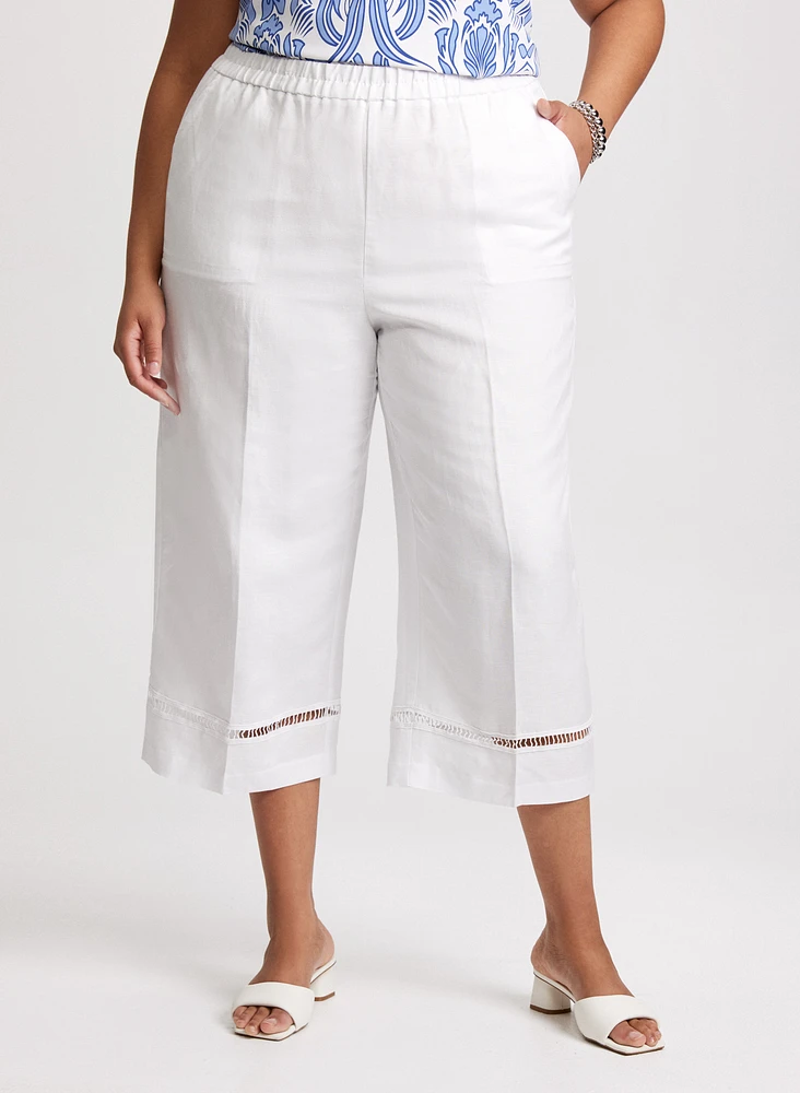 Wide Leg Linen-Blend Capris