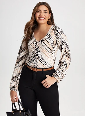 Abstract Polka Dot Print Top