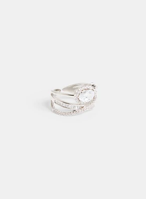 Cubic Zirconia Stacked Cocktail Ring