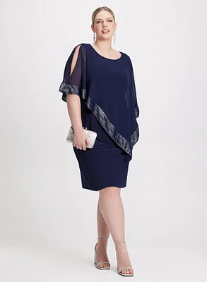 Asymmetric Overlay Sheath Dress