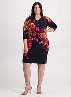 Fitted Floral V-Neck Dress