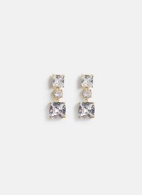 Square Cubic Zirconia Drop Earrings