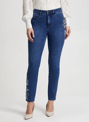 Embroidered Straight Leg Jeans