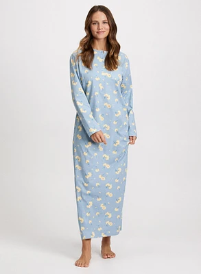 Floral Long Sleeve Night Gown