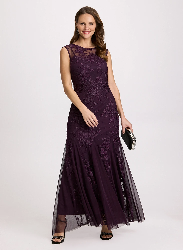 Lace Detail Evening Dress