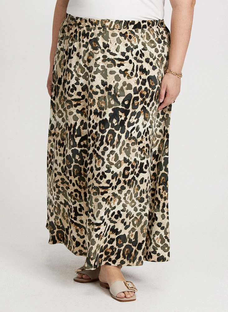 Long Leopard-Print Skirt