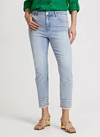 Rhinestone Hem Slim Leg Jeans