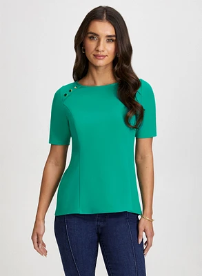 Button Detail Peplum Top