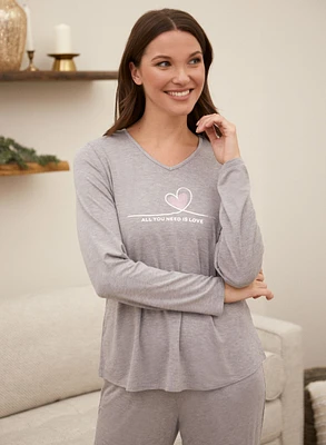 Slogan V-Neck Pyjama Top