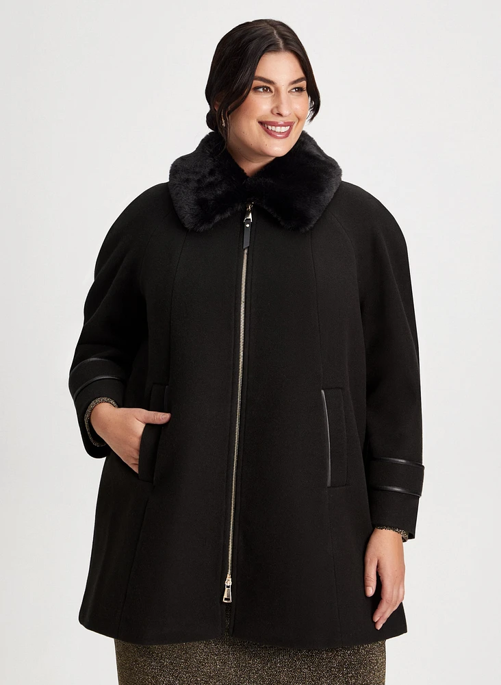 Stretch Wool Blend Coat